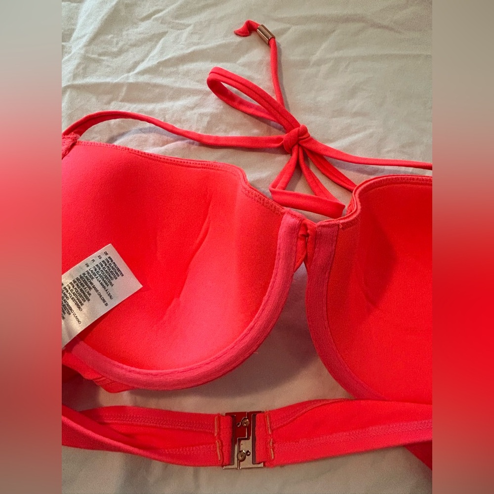New Swimwear padded wire 36C H&M pink bikini bathing suit summer beach pool sun - Picture 6 of 9